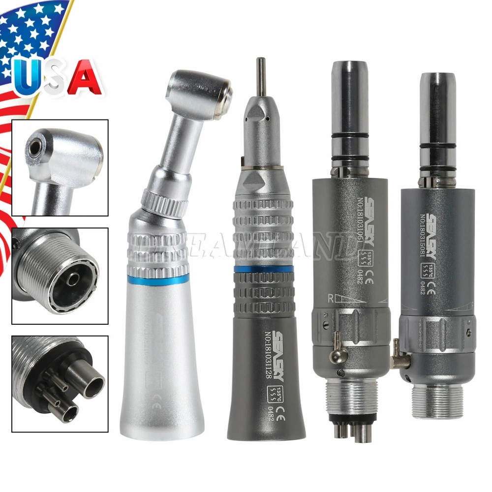 Dental Slow Low Speed Push button Contra Angle Handpiece/ Straight Handpiece/ air Motor 2/4Hole