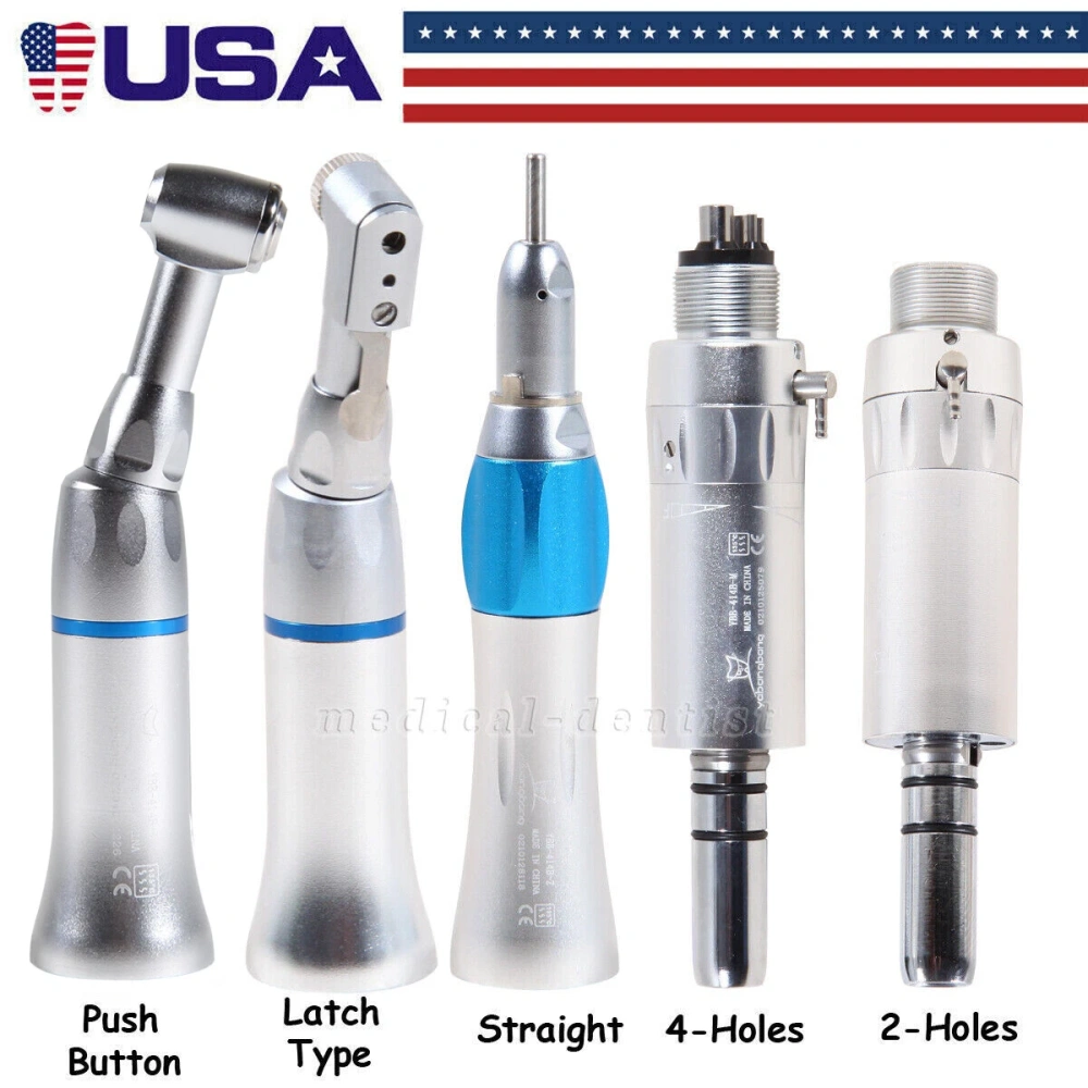 yabangbang Dental Slow Low Speed Push button Contra Angle/ Latch contra angle Handpiece/ Straight Handpiece/ air Motor 2/4Hole