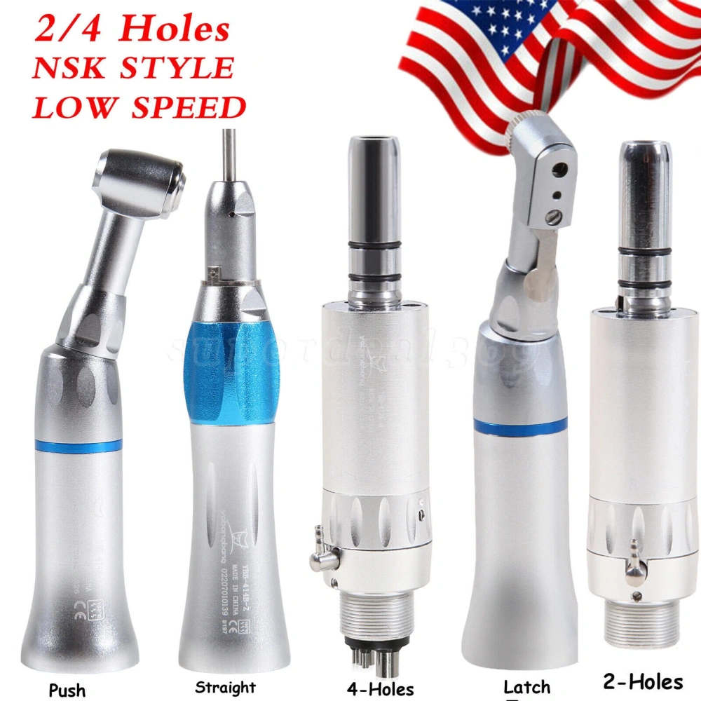 yabangbang Dental Slow Low Speed Push button Contra Angle/ Latch contra angle Handpiece/ Straight Handpiece/ air Motor 2/4Hole