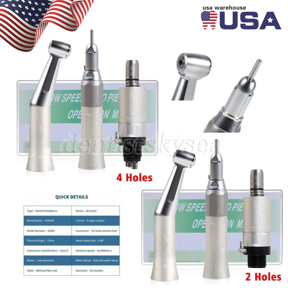 NSK Style Dental Slow Low Speed Push button Contra Angle Handpiece( 2.35MM/1.6MM)/ Straight Handpiece/ air Motor 2/4Hole