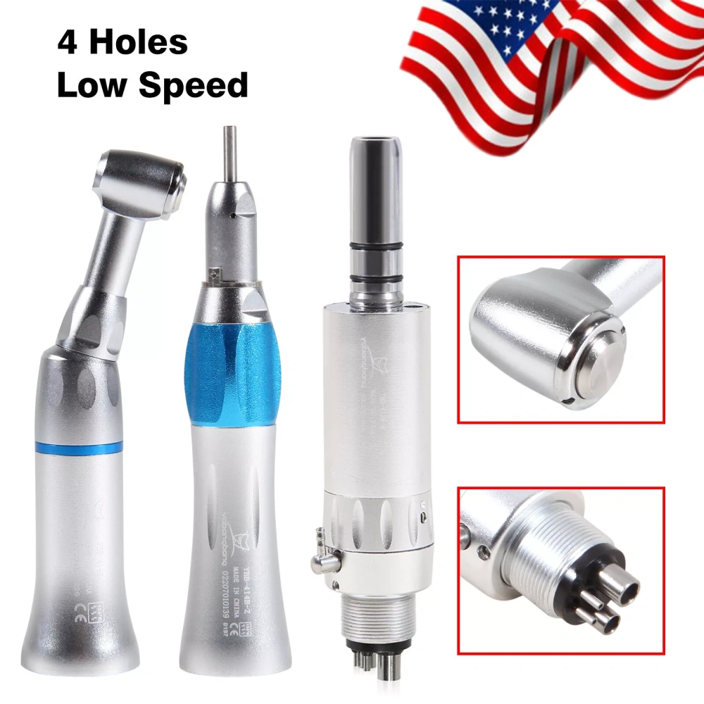 yabangbang Dental Slow Low Speed Push button Contra Angle/ Latch contra angle Handpiece/ Straight Handpiece/ air Motor 2/4Hole
