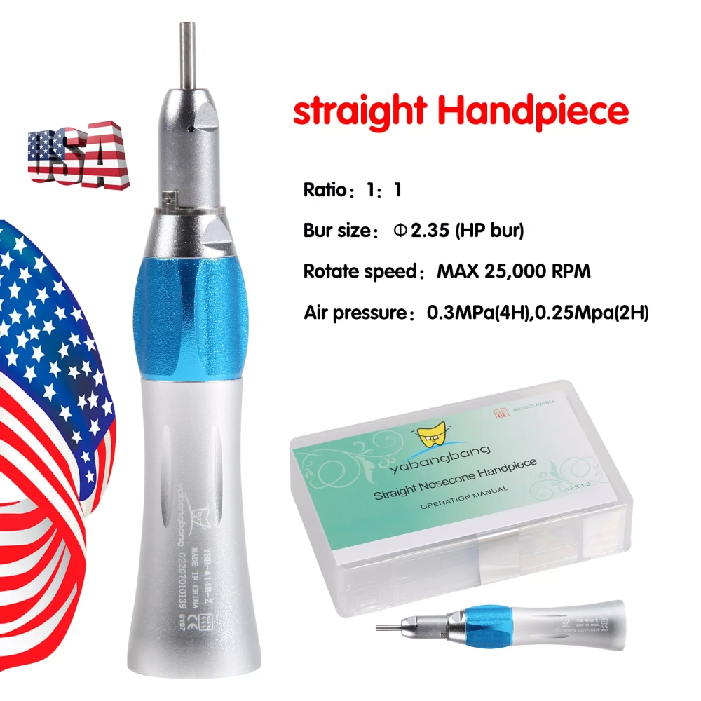 yabangbang Dental Slow Low Speed Push button Contra Angle/ Latch contra angle Handpiece/ Straight Handpiece/ air Motor 2/4Hole
