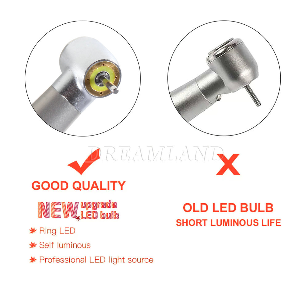 NSK Style Dental Ring LED High Speed Handpiece Shadowless E-Generator Turbine 4/ 2Holes standard head