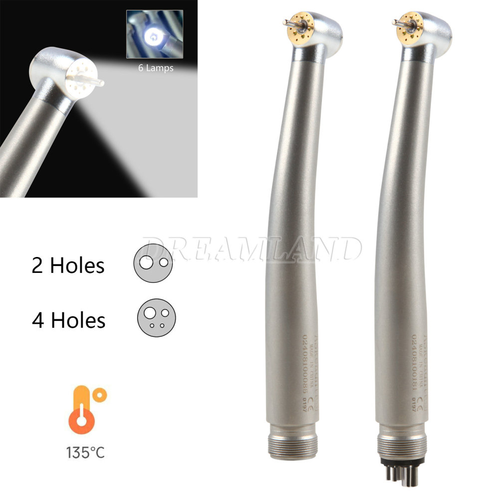 Dental LED E-generator Shadowless Ring 6 Lamp High Speed Handpiece 4/ 2Holes standard head