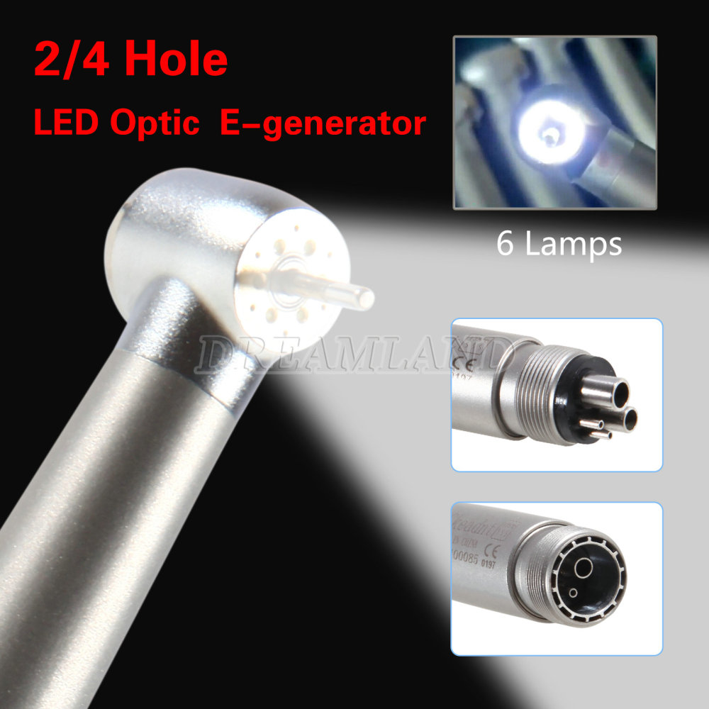 Dental LED E-generator Shadowless Ring 6 Lamp High Speed Handpiece 4/ 2Holes standard head