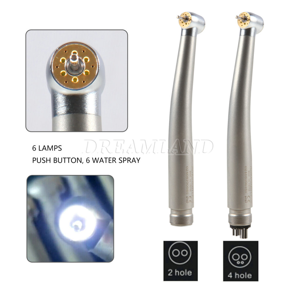 Dental LED E-generator Shadowless Ring 6 Lamp High Speed Handpiece 4/ 2Holes standard head