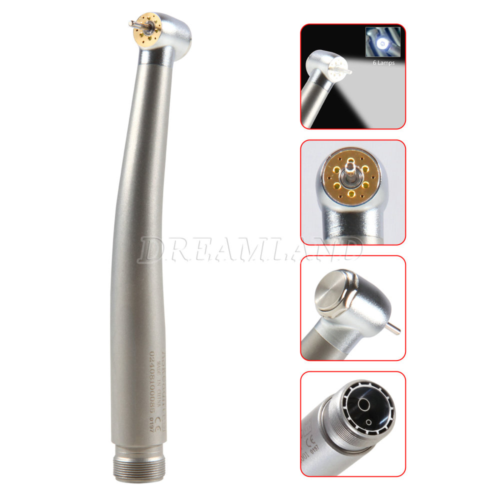 Dental LED E-generator Shadowless Ring 6 Lamp High Speed Handpiece 4/ 2Holes standard head
