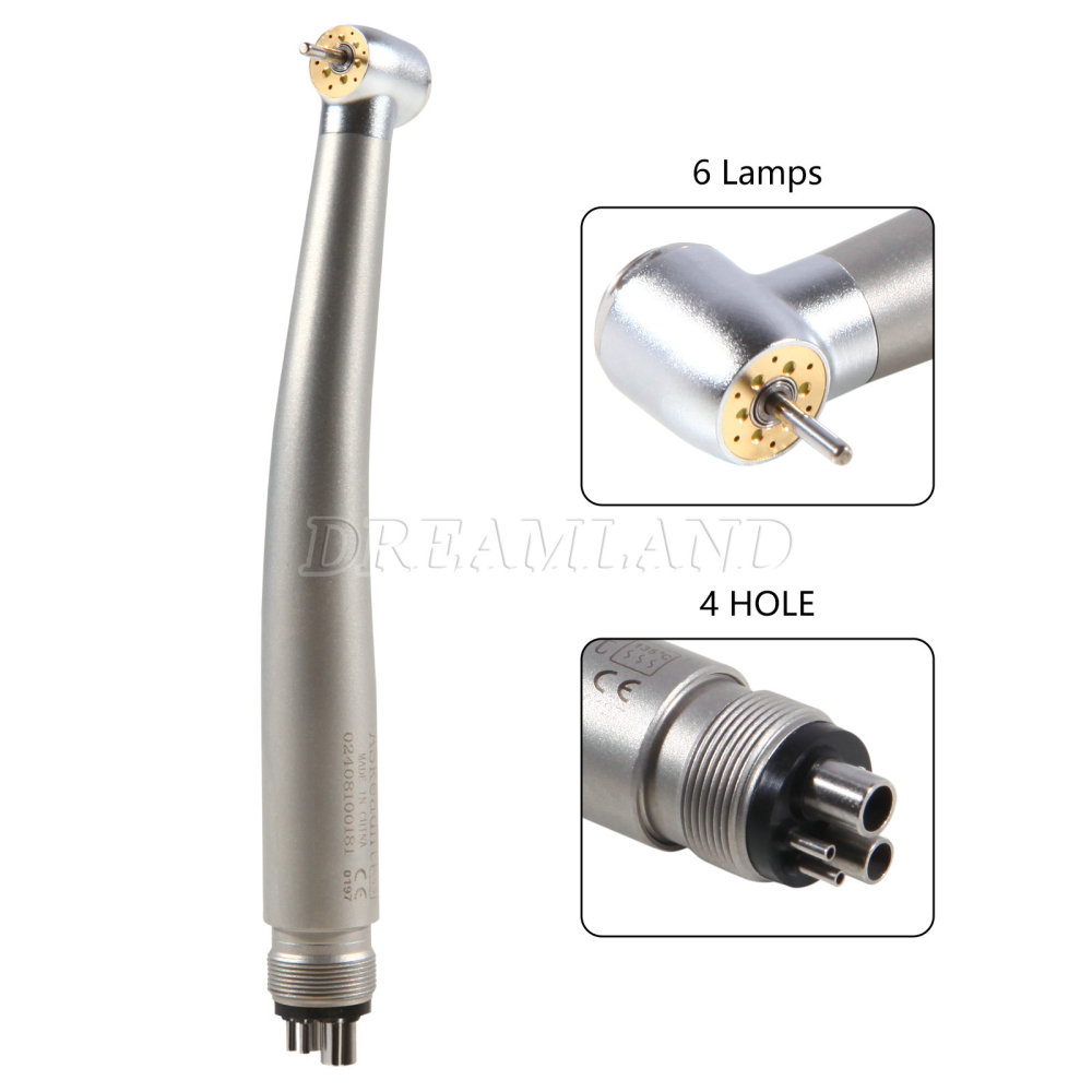 Dental LED E-generator Shadowless Ring 6 Lamp High Speed Handpiece 4/ 2Holes standard head