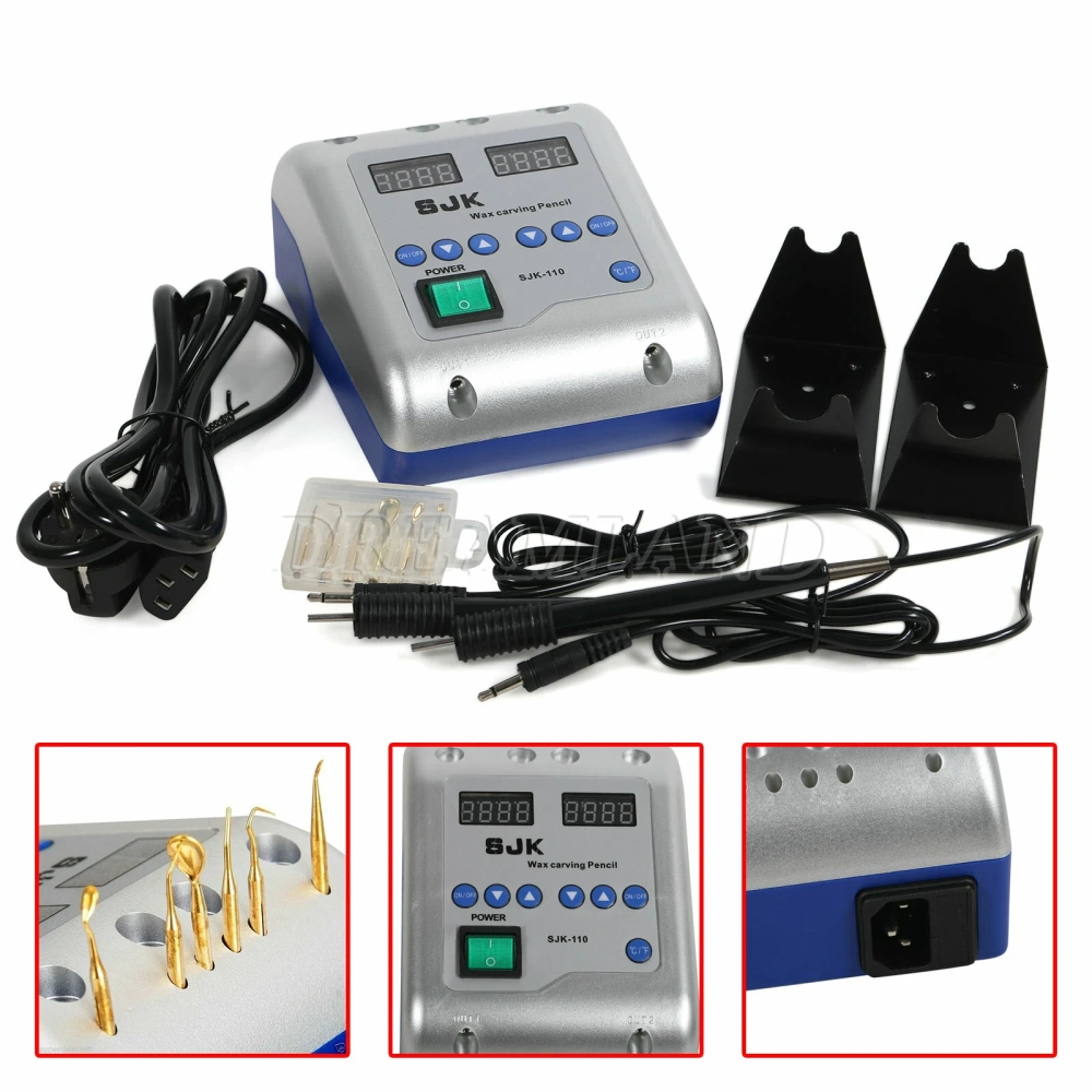 Dental Lab  Electric Waxer Machine 2 Knife Pen + 6 Tips Wax Carving Heating Pencil