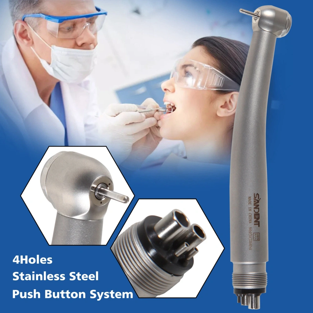 NSK Style Stainless Steel Dental High Speed Handpiece Push Button 4 Hole ST