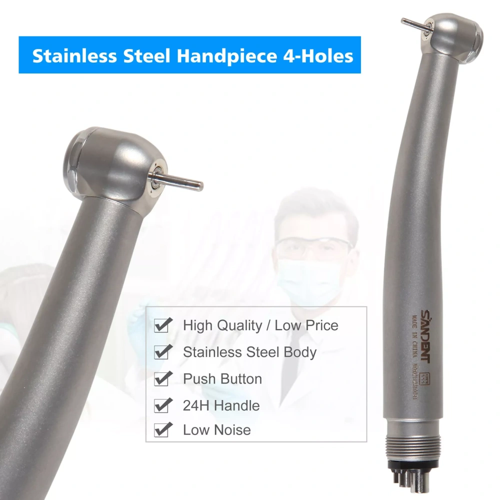 NSK Style Stainless Steel Dental High Speed Handpiece Push Button 4 Hole ST