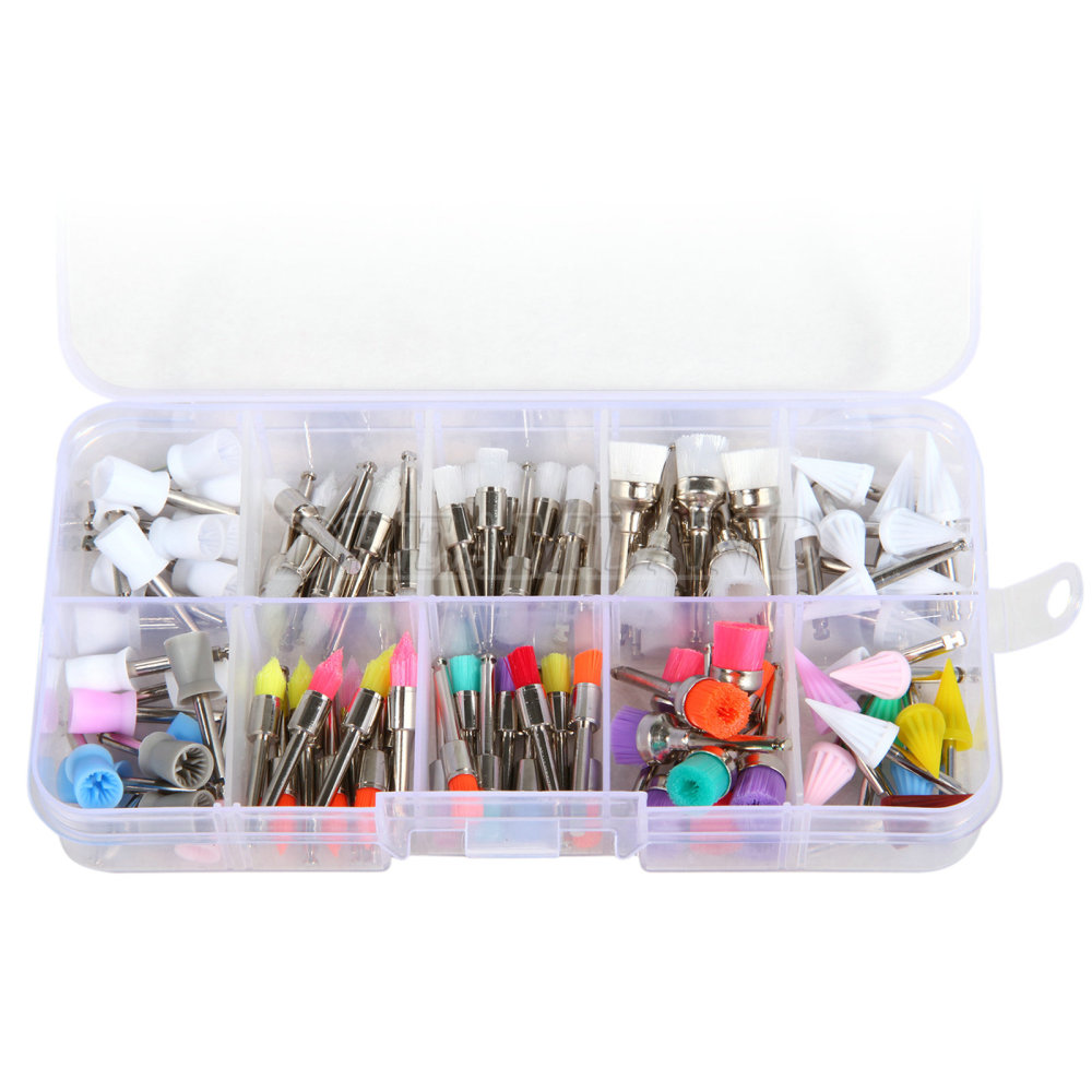 200* Dental Nylon Polishing Flat Latch Polisher Prophy Brush Disposable mixed