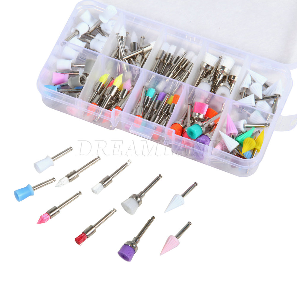 200* Dental Nylon Polishing Flat Latch Polisher Prophy Brush Disposable mixed