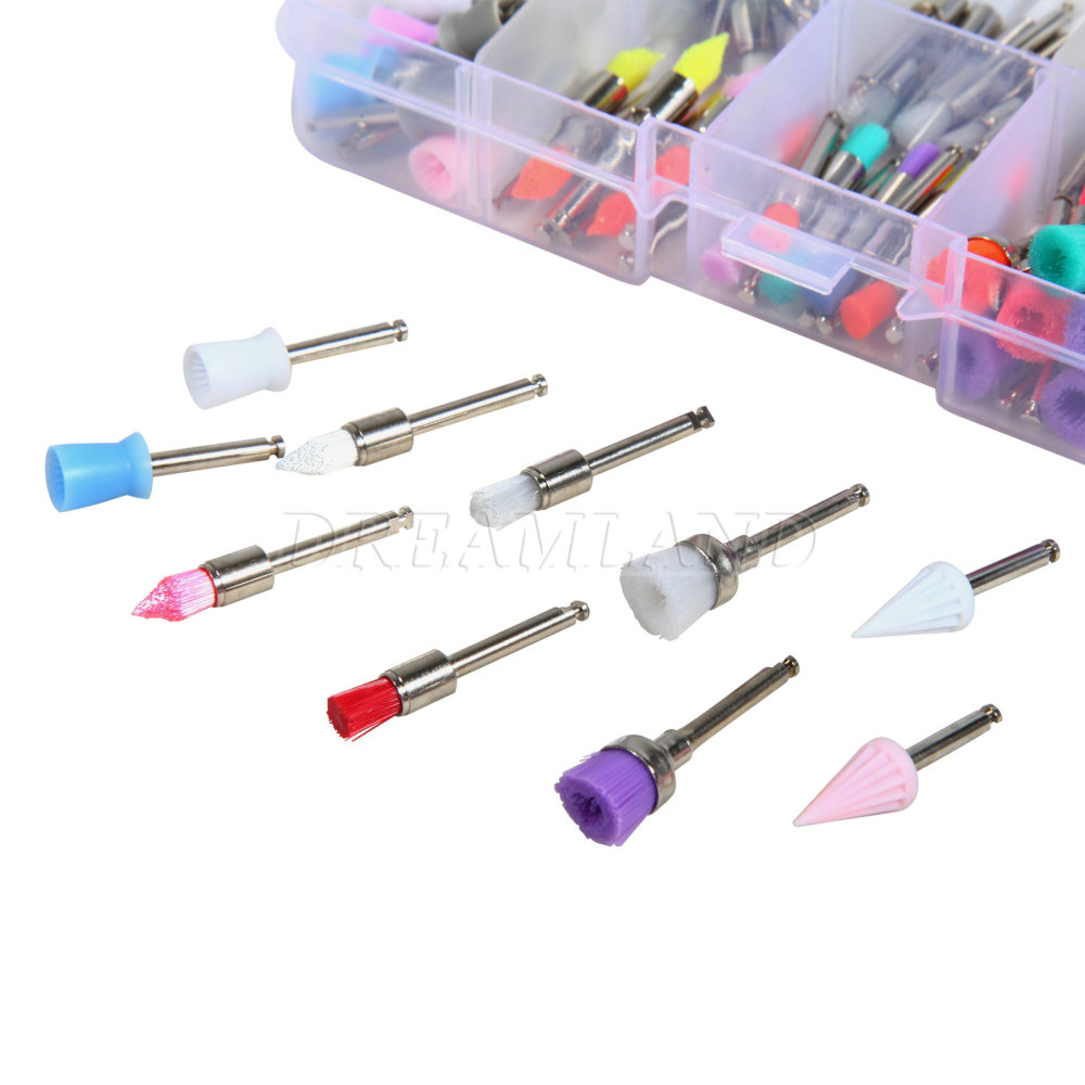 200* Dental Nylon Polishing Flat Latch Polisher Prophy Brush Disposable mixed
