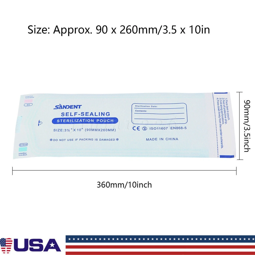 3.5" X 10" Self Sterilization Pouches Autoclave Pouch, Sterilizer Bags Dental US