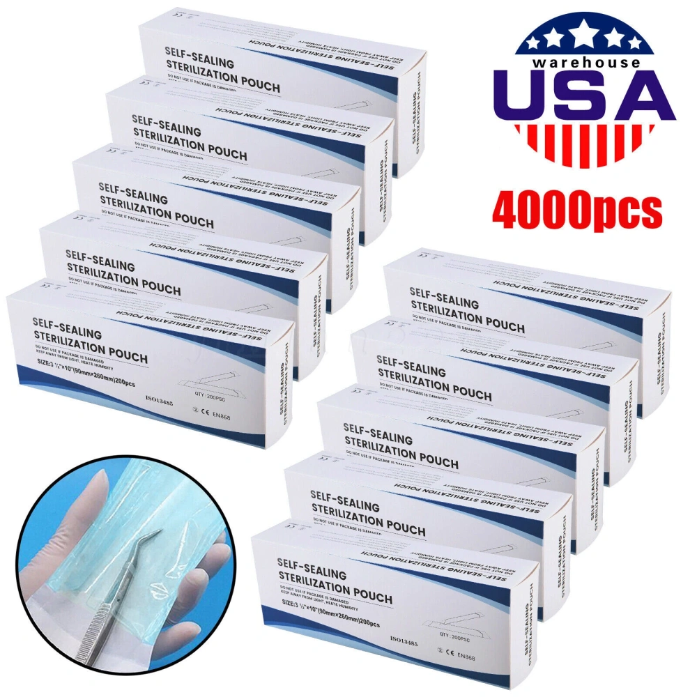 3.5" X 10" Self Sterilization Pouches Autoclave Pouch, Sterilizer Bags Dental US
