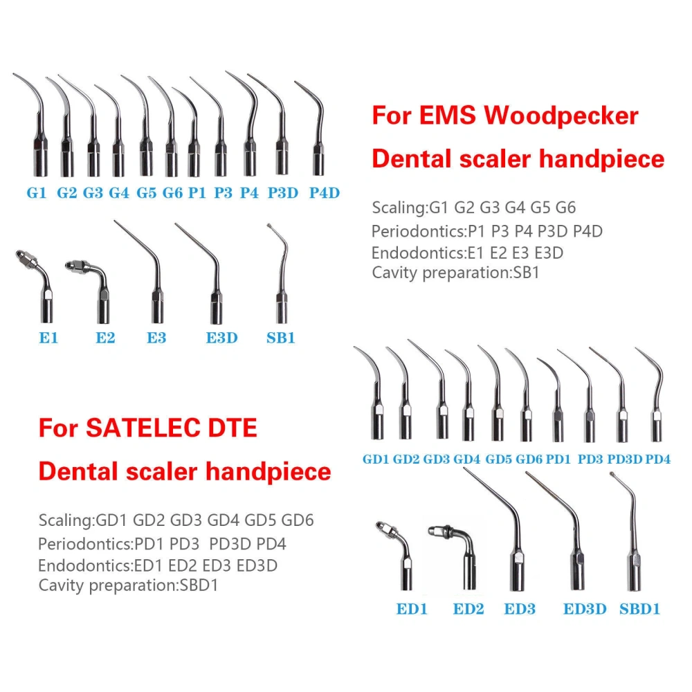 Dental Ultrasonic Piezo Scaler Tips (Scaling+ Endo+Perio) fit EMS WOODPECKER /DTE SATELEC