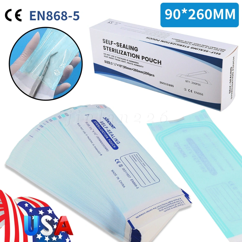 3.5" X 10" Self Sterilization Pouches Autoclave Pouch, Sterilizer Bags Dental US
