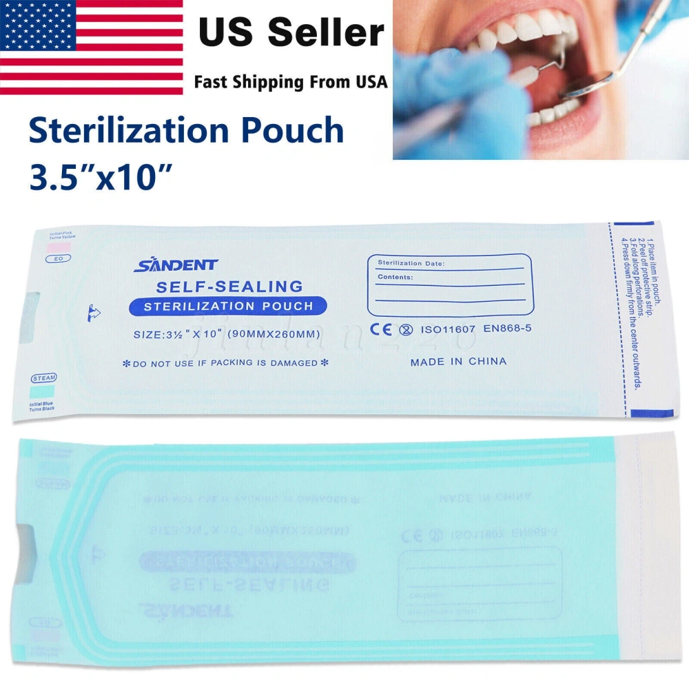 3.5" X 10" Self Sterilization Pouches Autoclave Pouch, Sterilizer Bags Dental US