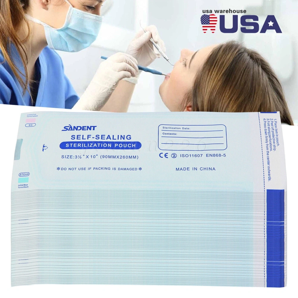 3.5" X 10" Self Sterilization Pouches Autoclave Pouch, Sterilizer Bags Dental US