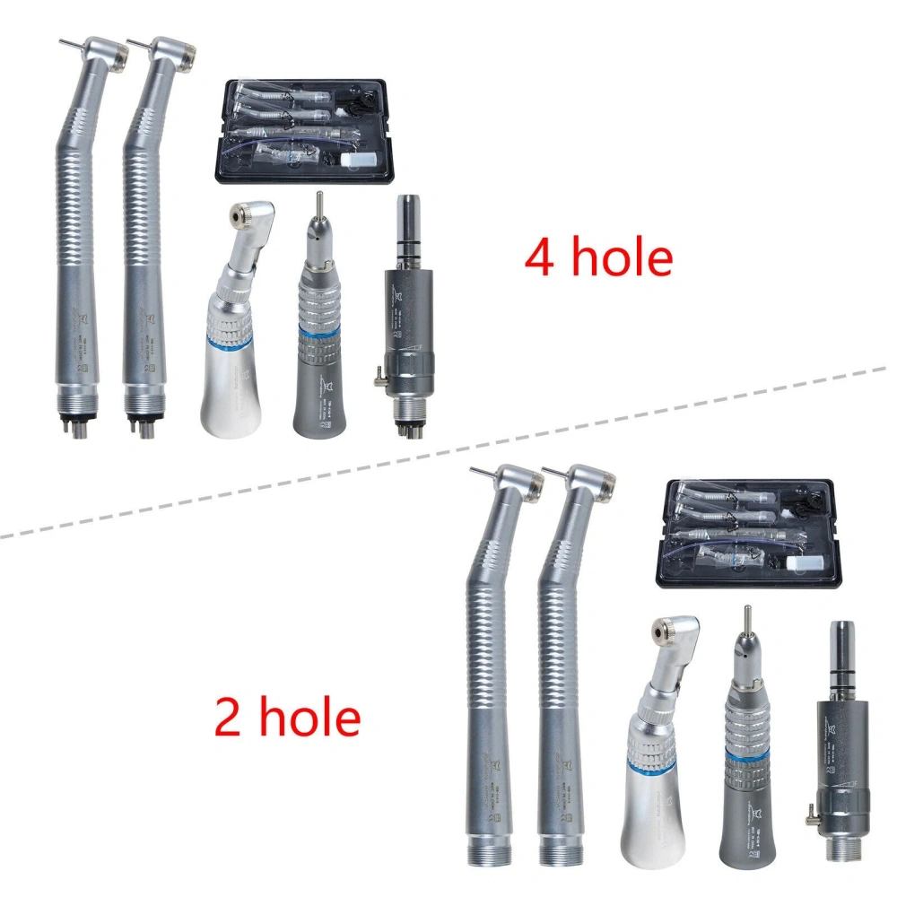 Dental NSK Style high low speed Handpiece Set 2*High Speed +Low Speed contra angle +straight +air motor handpiece 2/4 Hole