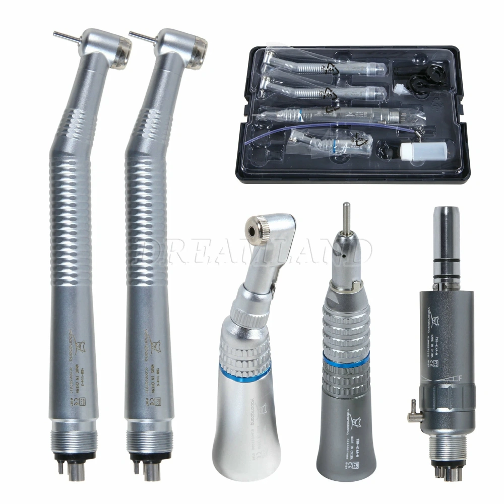 Dental NSK Style high low speed Handpiece Set 2*High Speed +Low Speed contra angle +straight +air motor handpiece 2/4 Hole