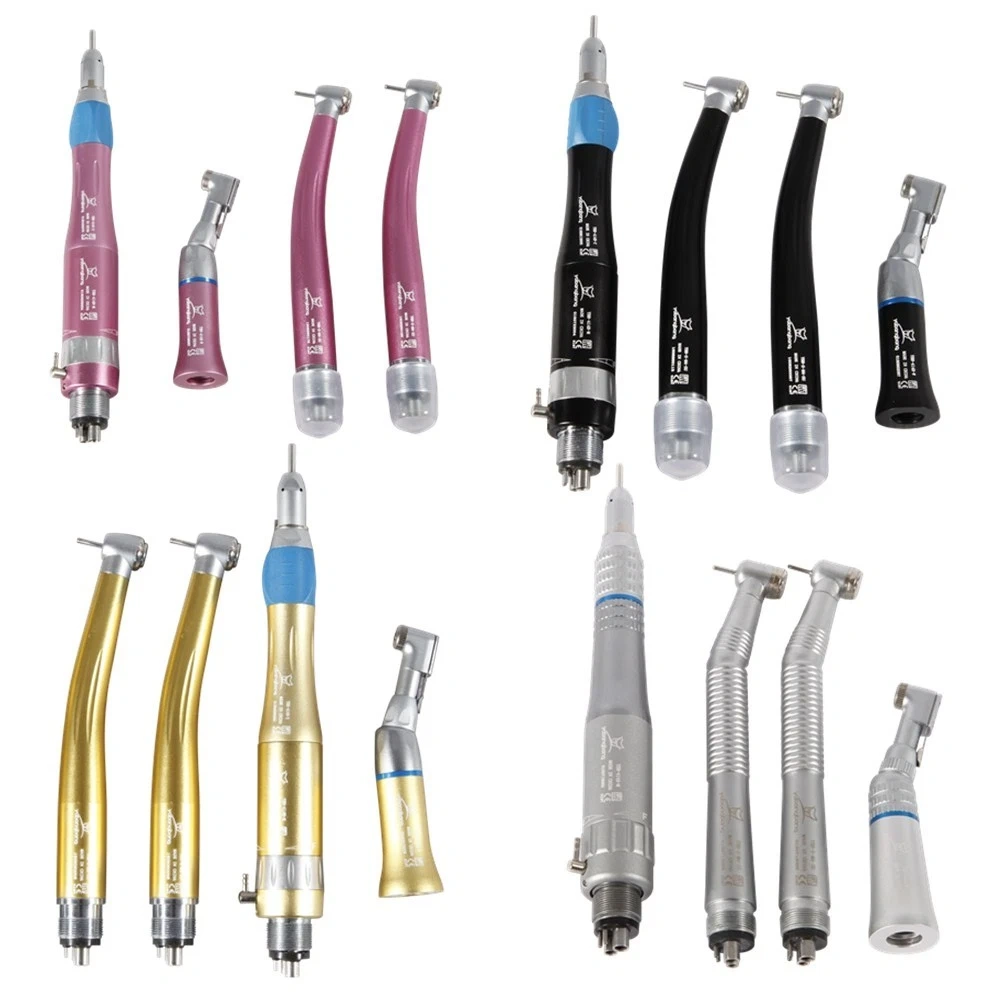 Dental high low speed Handpiece Set 2*High +1*Low Speed contra angle +straight +air motor handpiece 4 Hole