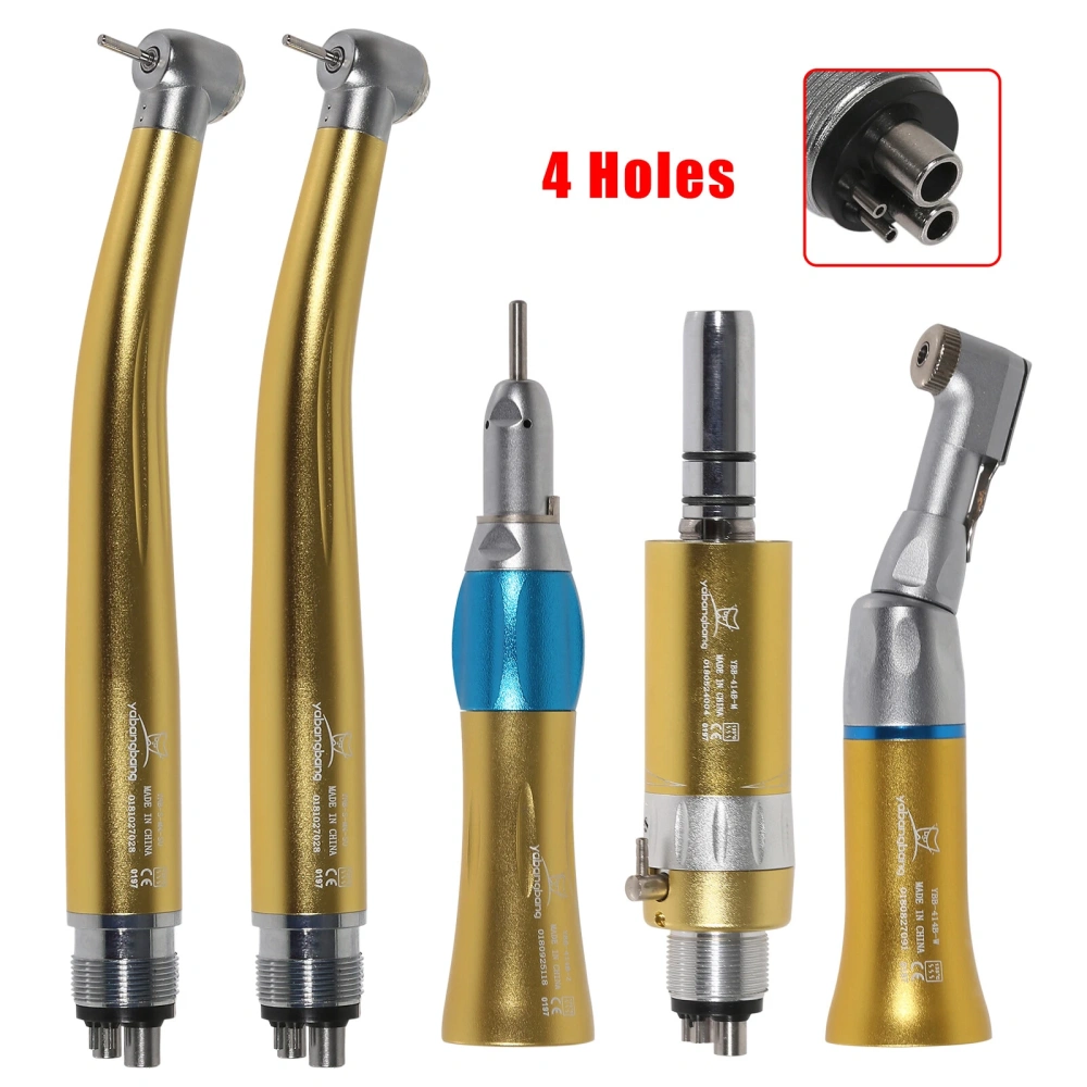 Dental high low speed Handpiece Set 2*High +1*Low Speed contra angle +straight +air motor handpiece 4 Hole