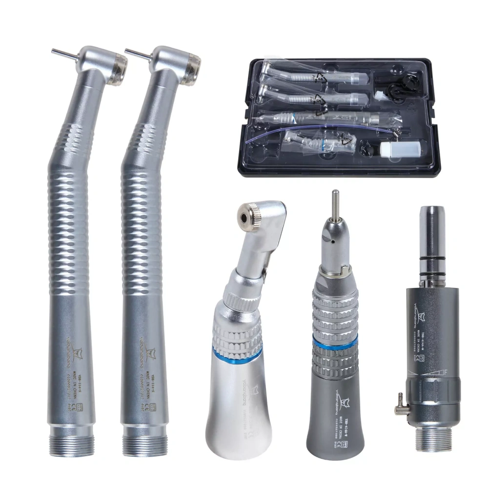 Dental NSK Style high low speed Handpiece Set 2*High Speed +Low Speed contra angle +straight +air motor handpiece 2/4 Hole