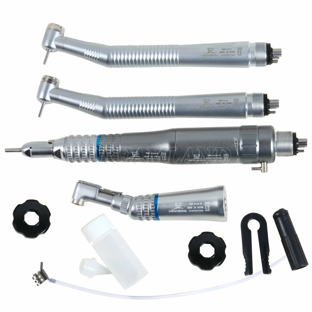 Dental NSK Style high low speed Handpiece Set 2*High Speed +Low Speed contra angle +straight +air motor handpiece 2/4 Hole