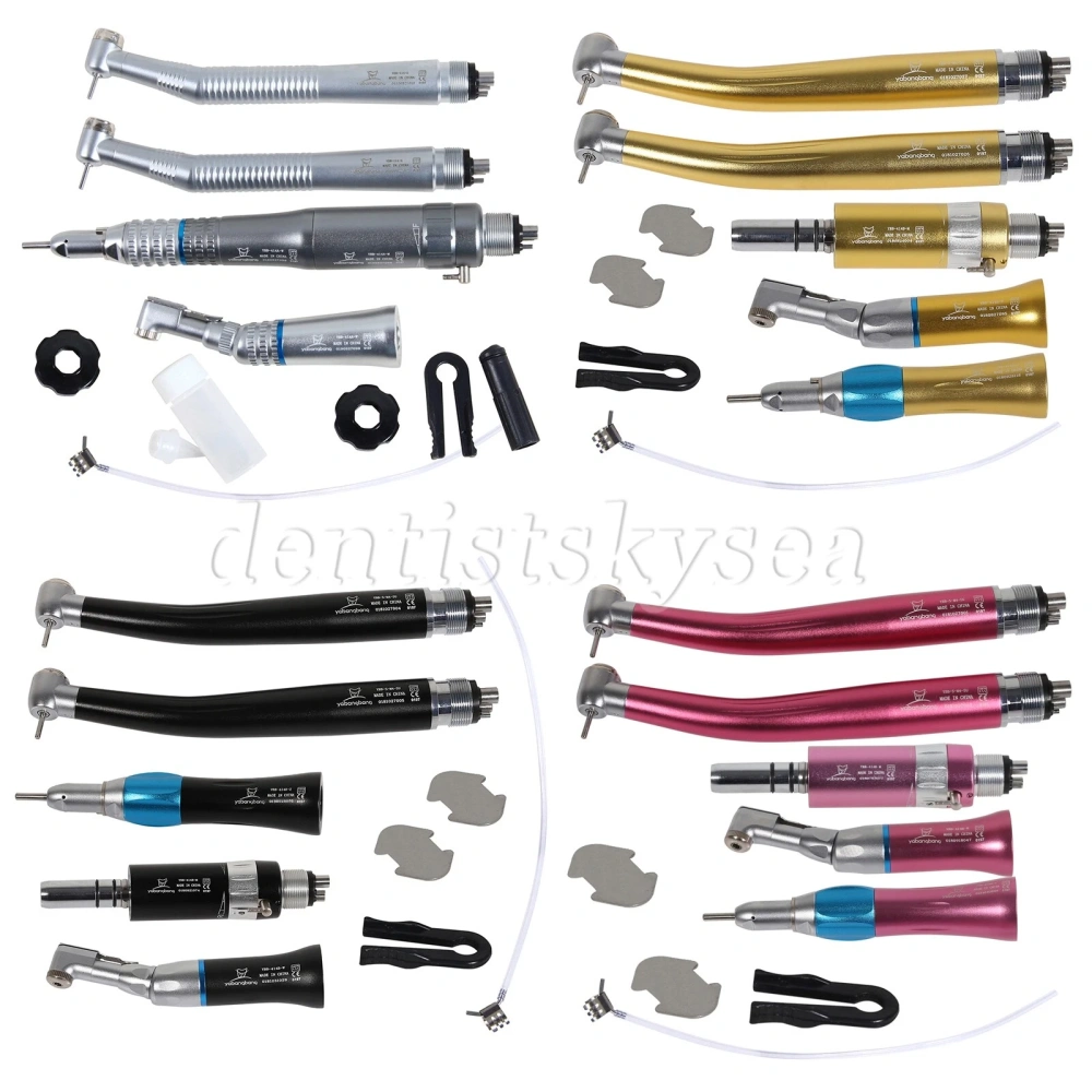 Dental high low speed Handpiece Set 2*High +1*Low Speed contra angle +straight +air motor handpiece 4 Hole