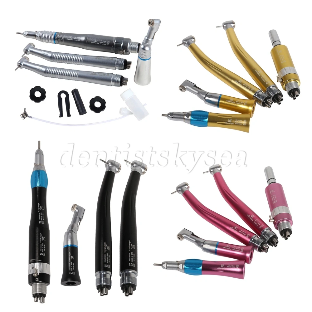 Dental high low speed Handpiece Set 2*High +1*Low Speed contra angle +straight +air motor handpiece 4 Hole