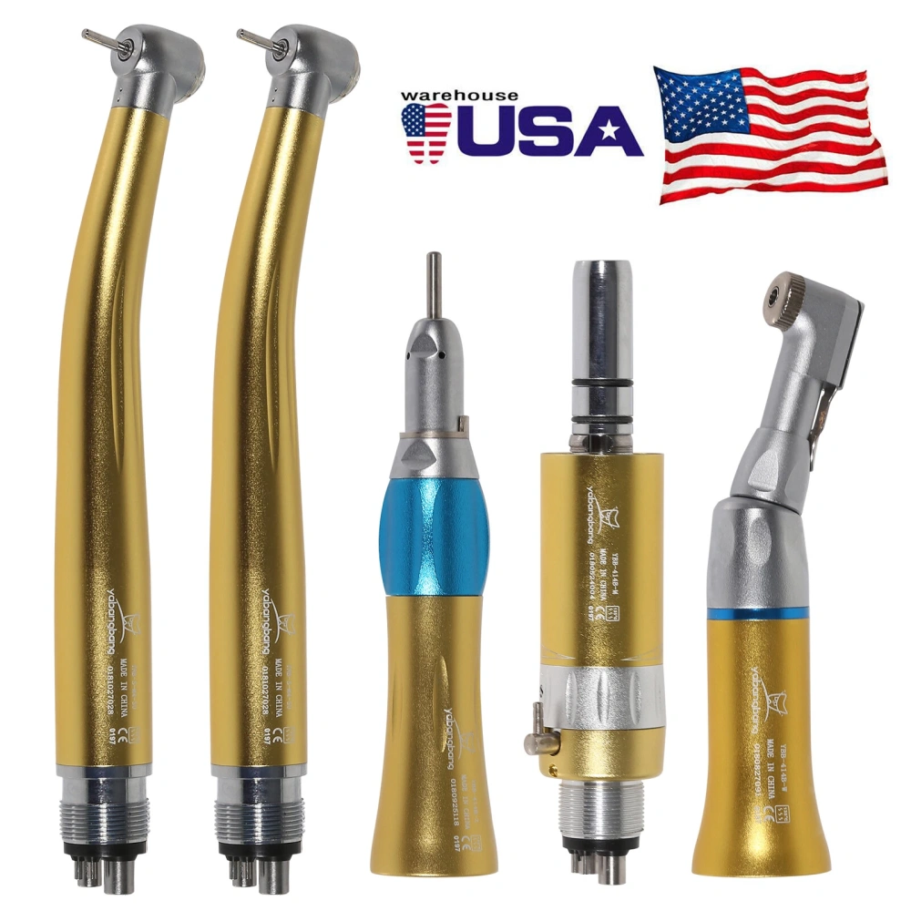 Dental high low speed Handpiece Set 2*High +1*Low Speed contra angle +straight +air motor handpiece 4 Hole