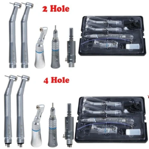 Dental NSK Style high low speed Handpiece Set 2*High Speed +Low Speed contra angle +straight +air motor handpiece 2/4 Hole
