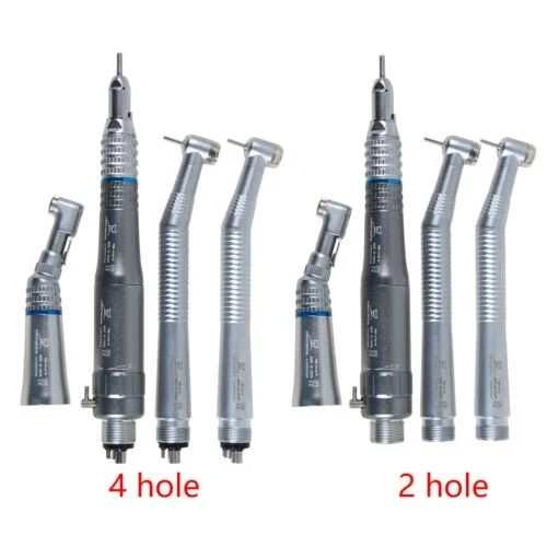 Dental NSK Style high low speed Handpiece Set 2*High Speed +Low Speed contra angle +straight +air motor handpiece 2/4 Hole