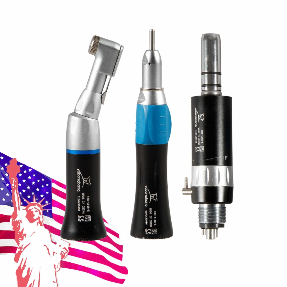 Dental low speed Handpiece kit contra angle +straight +air motor handpiece 4 Hole