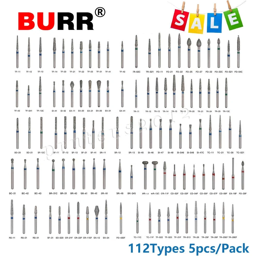 Dental Diamond Burs For High Speed Handpiece Friction Grip FG1.6mm 5pcs/pack