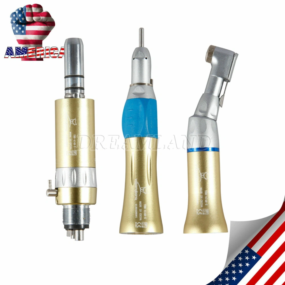 Dental low speed Handpiece kit contra angle +straight +air motor handpiece 4 Hole