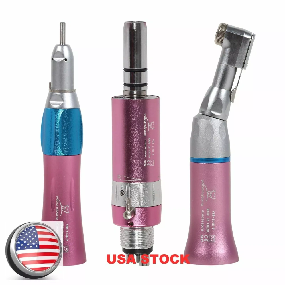 Dental low speed Handpiece kit contra angle +straight +air motor handpiece 4 Hole