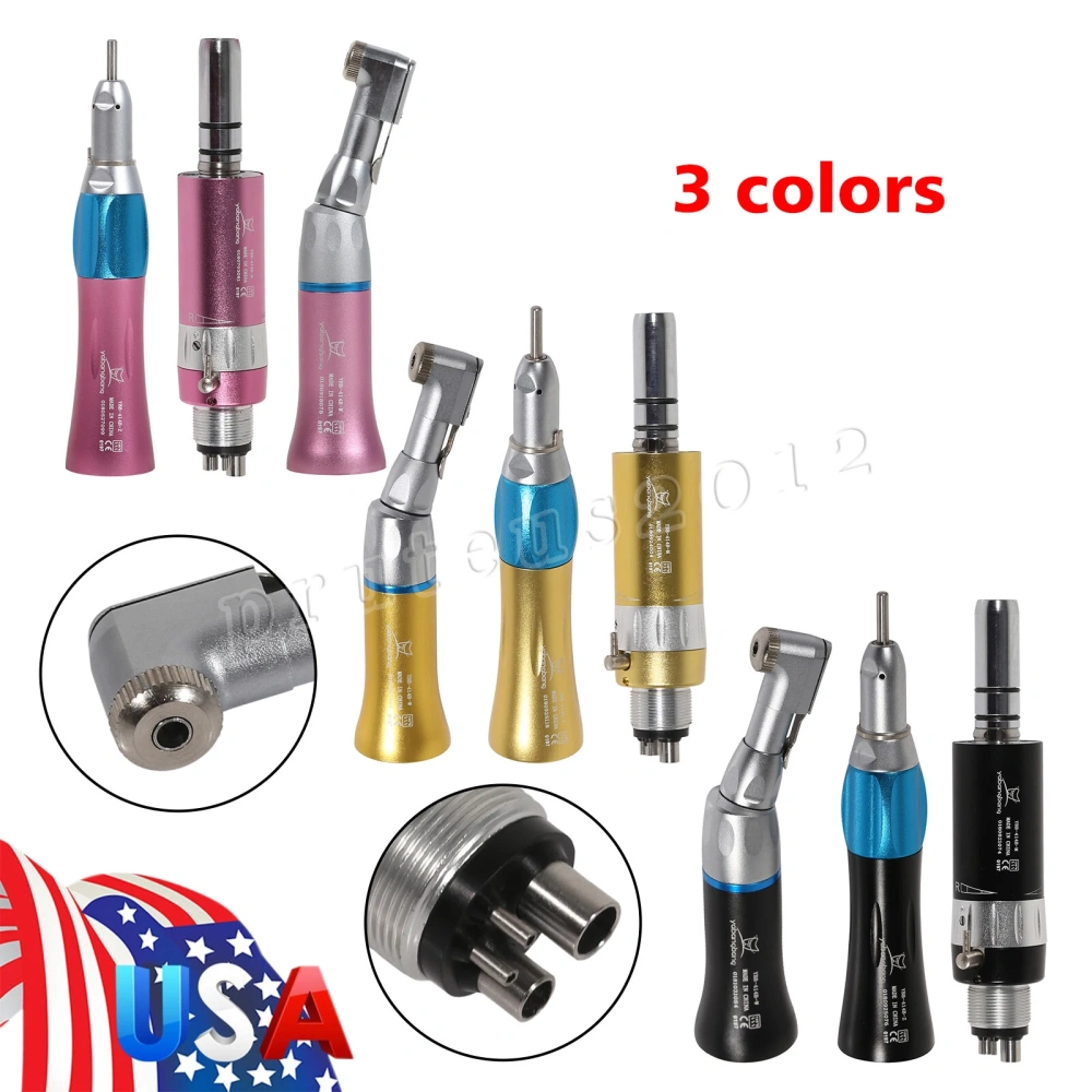 Dental low speed Handpiece kit contra angle +straight +air motor handpiece 4 Hole