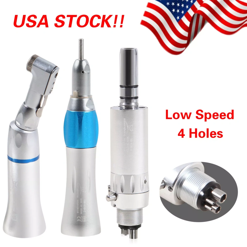 Dental low speed Handpiece kit contra angle +straight +air motor handpiece 4 Hole