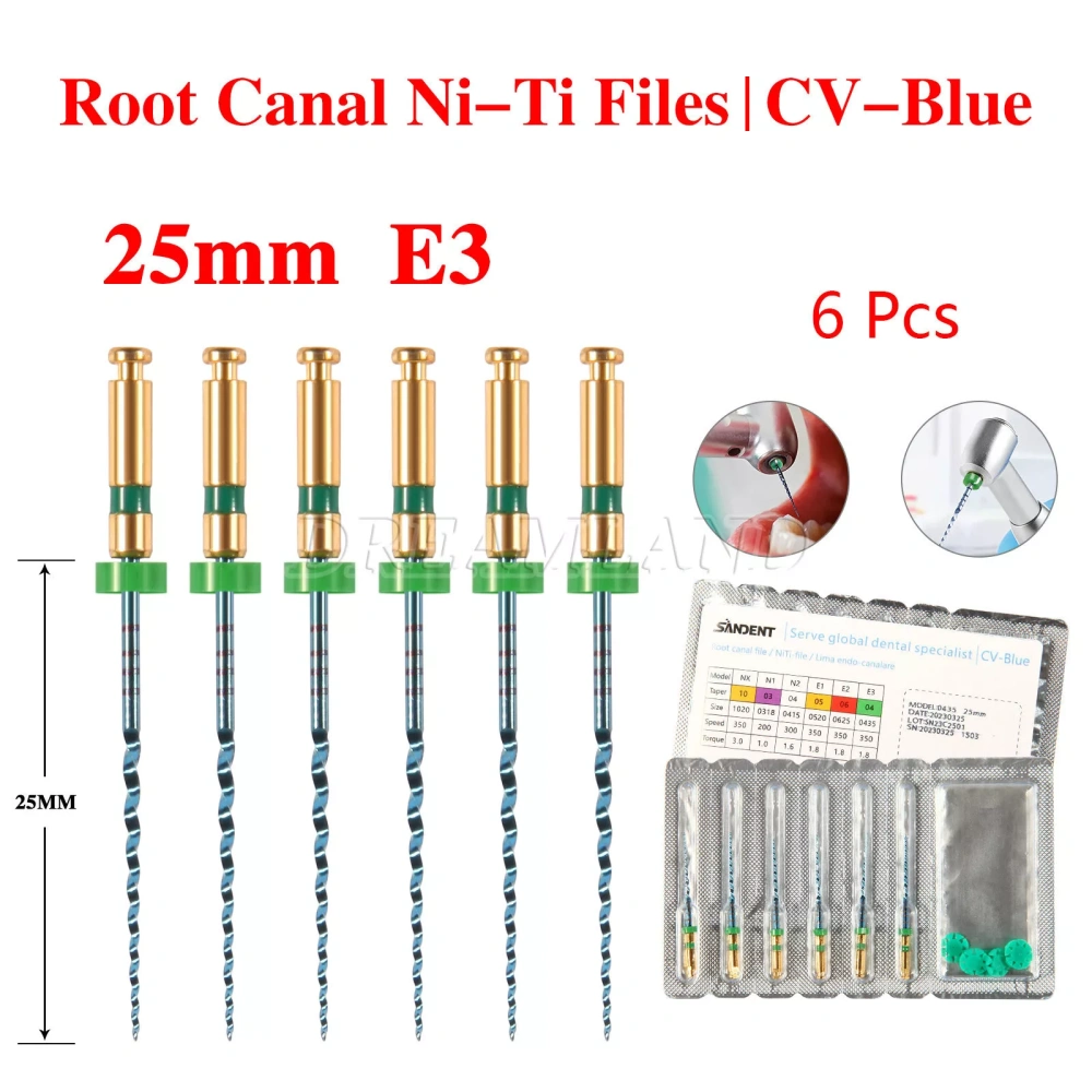 100packs Dental Heat Activated NiTi Files Rotary Engine File Endo Motor Root Treatment 25mm mixed NX  N1  N2  E1  E2  E3