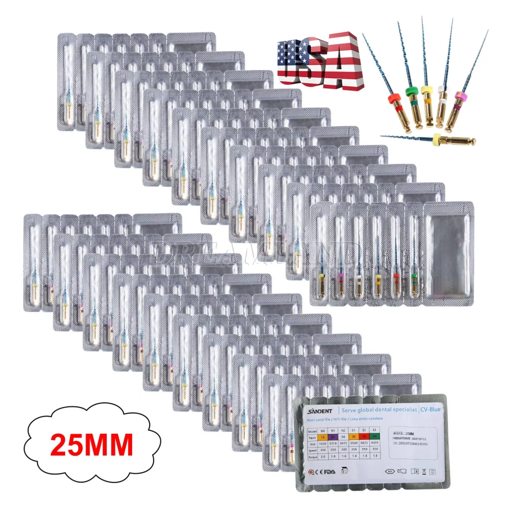 Dental Endo NITI Rotary Files Heat Activated Assorted 6 Files 21mm/25mm/31mm