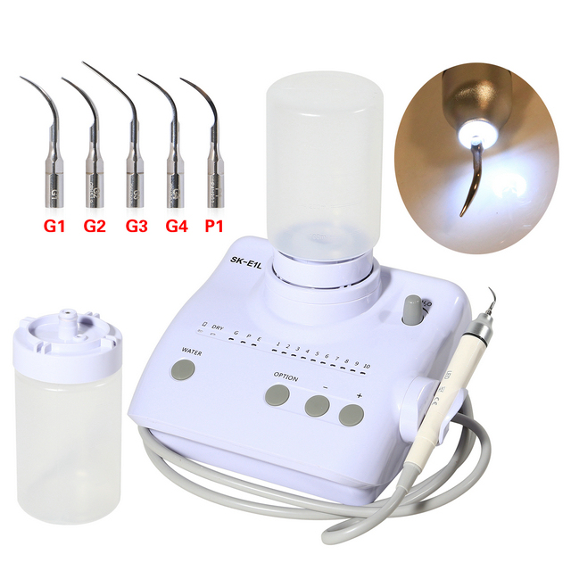 Dental Ultrasonic Piezo Scaler Auto 2 Bottles & LED Handpiece fit Woodpecker EMS
