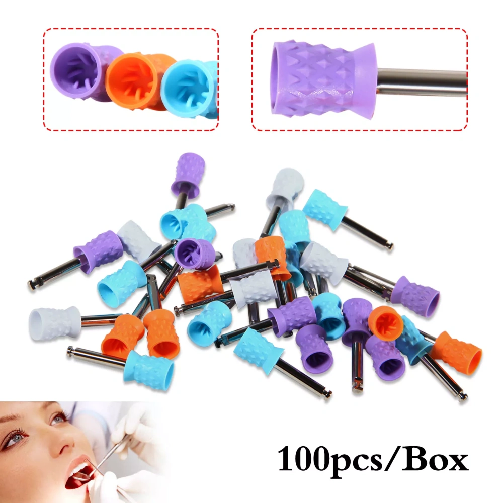 100Pcs Dental Rubber Prophy Teeth Polish Polishing Cups Latch Type Brushes