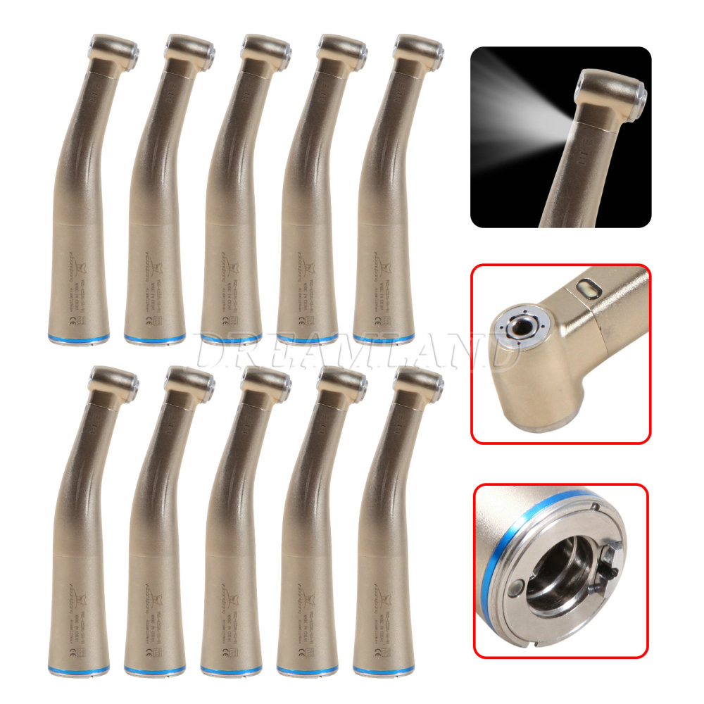 Dental 1:1 LED Fiber Optic Handpiece Internal 4 Spray Low Speed Contra Angle yabangbang