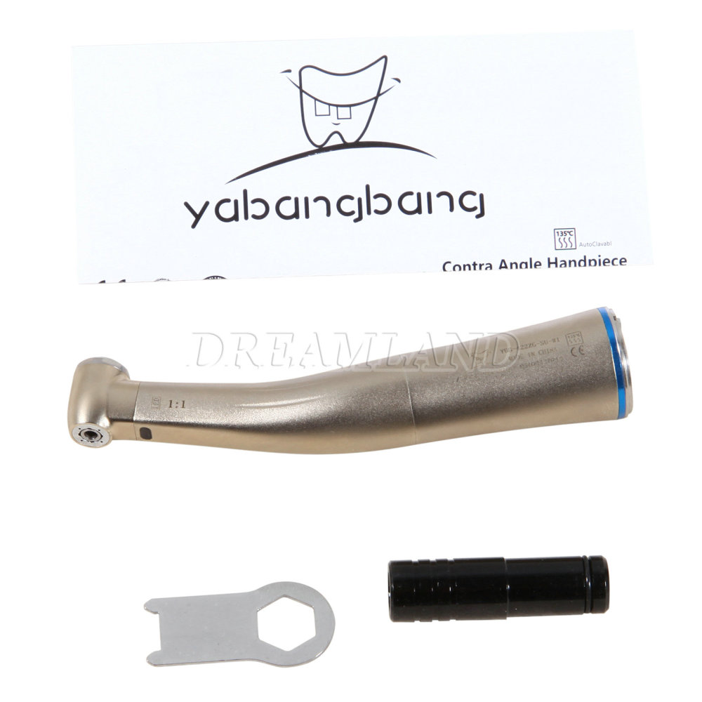 Dental 1:1 LED Fiber Optic Handpiece Internal 4 Spray Low Speed Contra Angle yabangbang