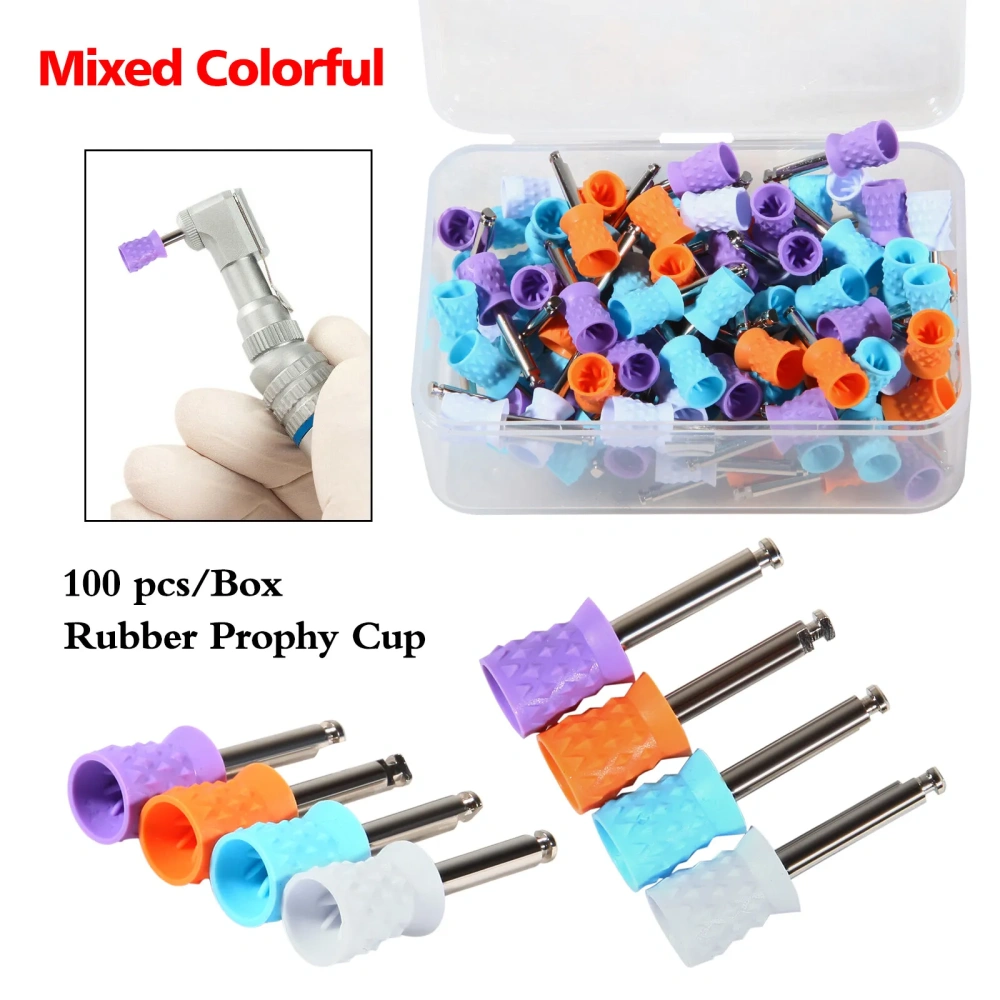 100Pcs Dental Rubber Prophy Teeth Polish Polishing Cups Latch Type Brushes
