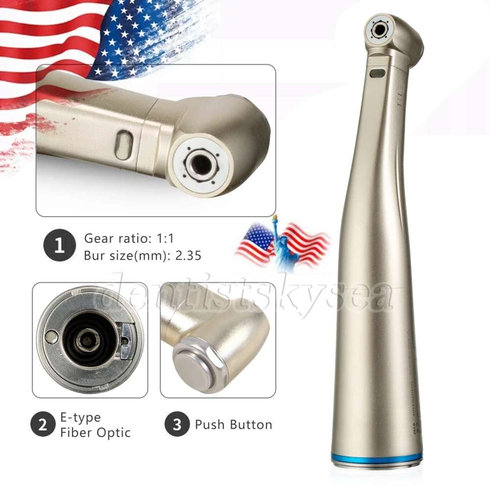 Dental 1:1 LED Fiber Optic Handpiece Internal 4 Spray Low Speed Contra Angle yabangbang