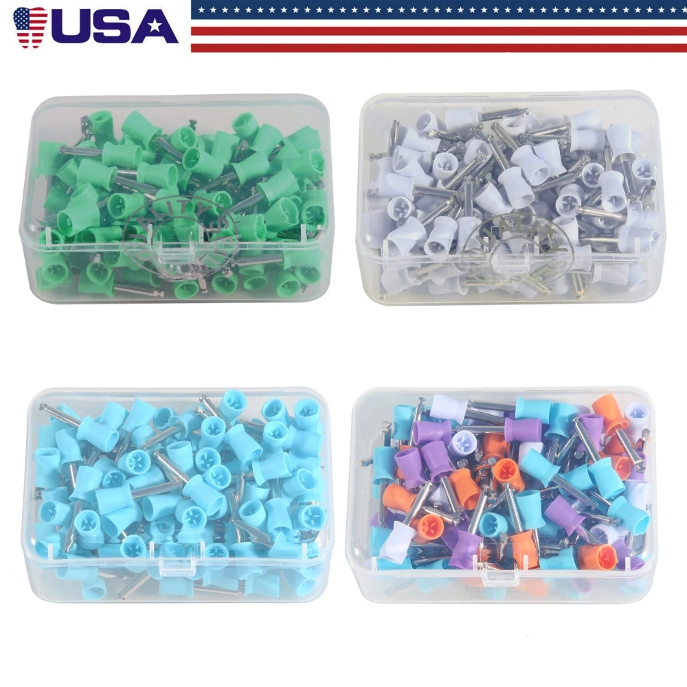 100Pcs Dental Rubber Prophy Tooth Teeth Polish Polishing Cups Latch Type Brush